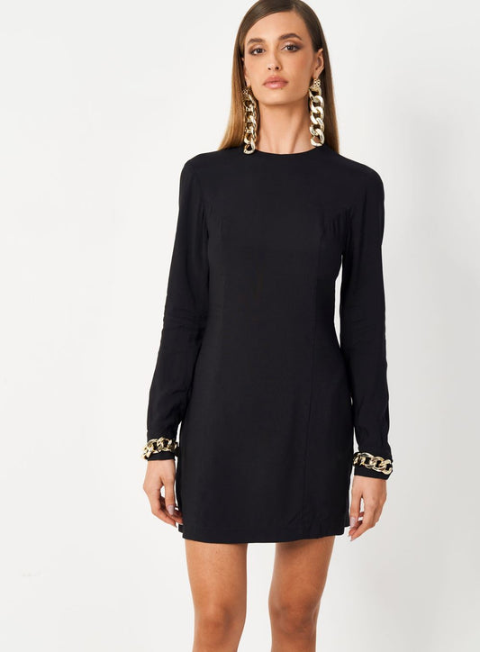 Elegant Chain-Trimmed Noir Dress