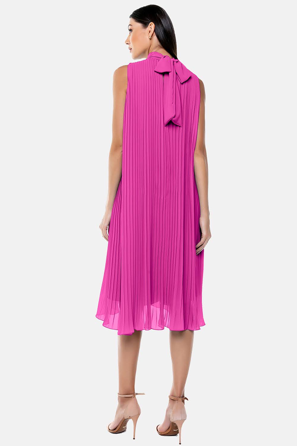Pleated Chiffon Dress in Pink