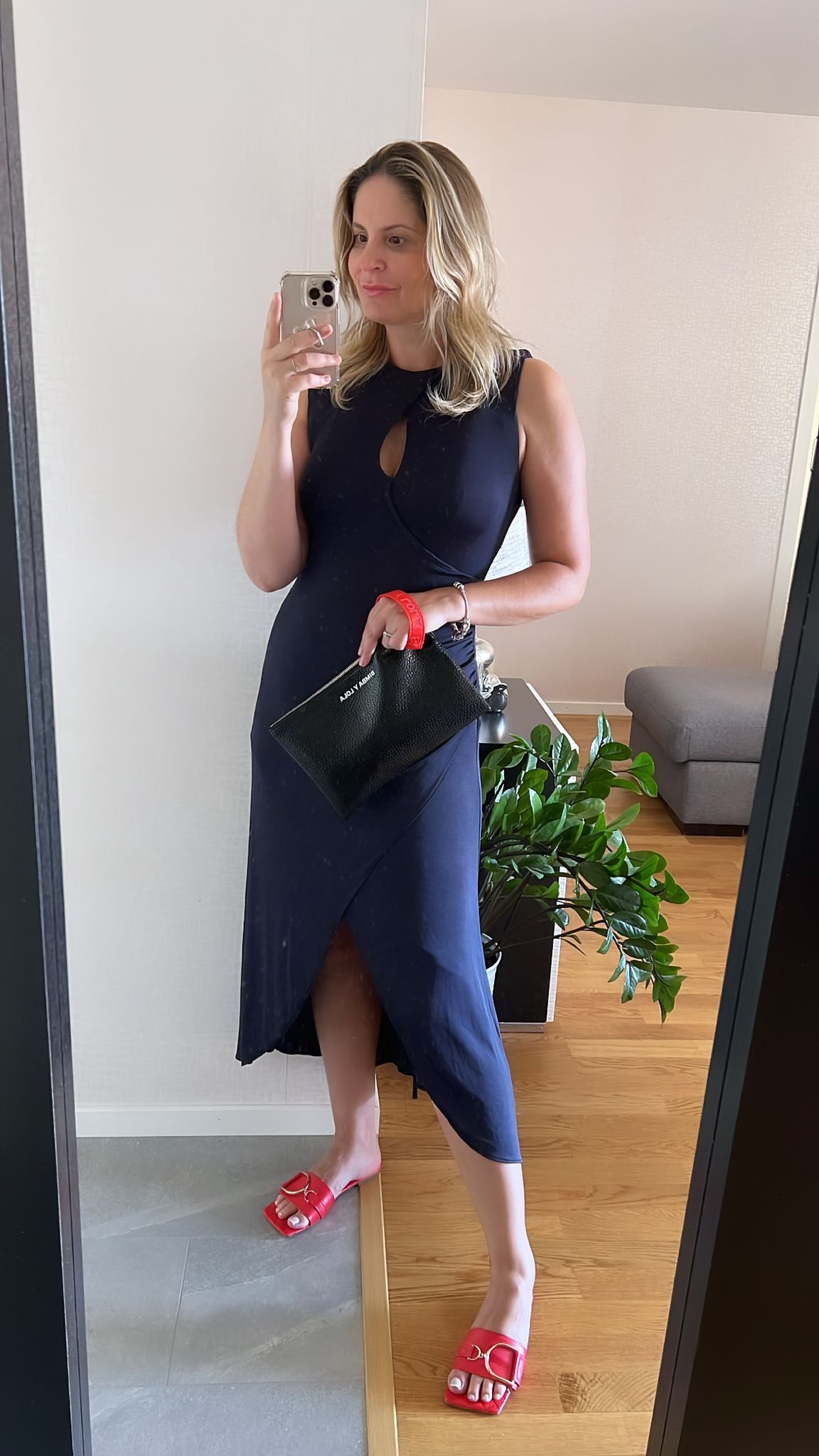 Asymmetric Midi Jersey Dress in Blue