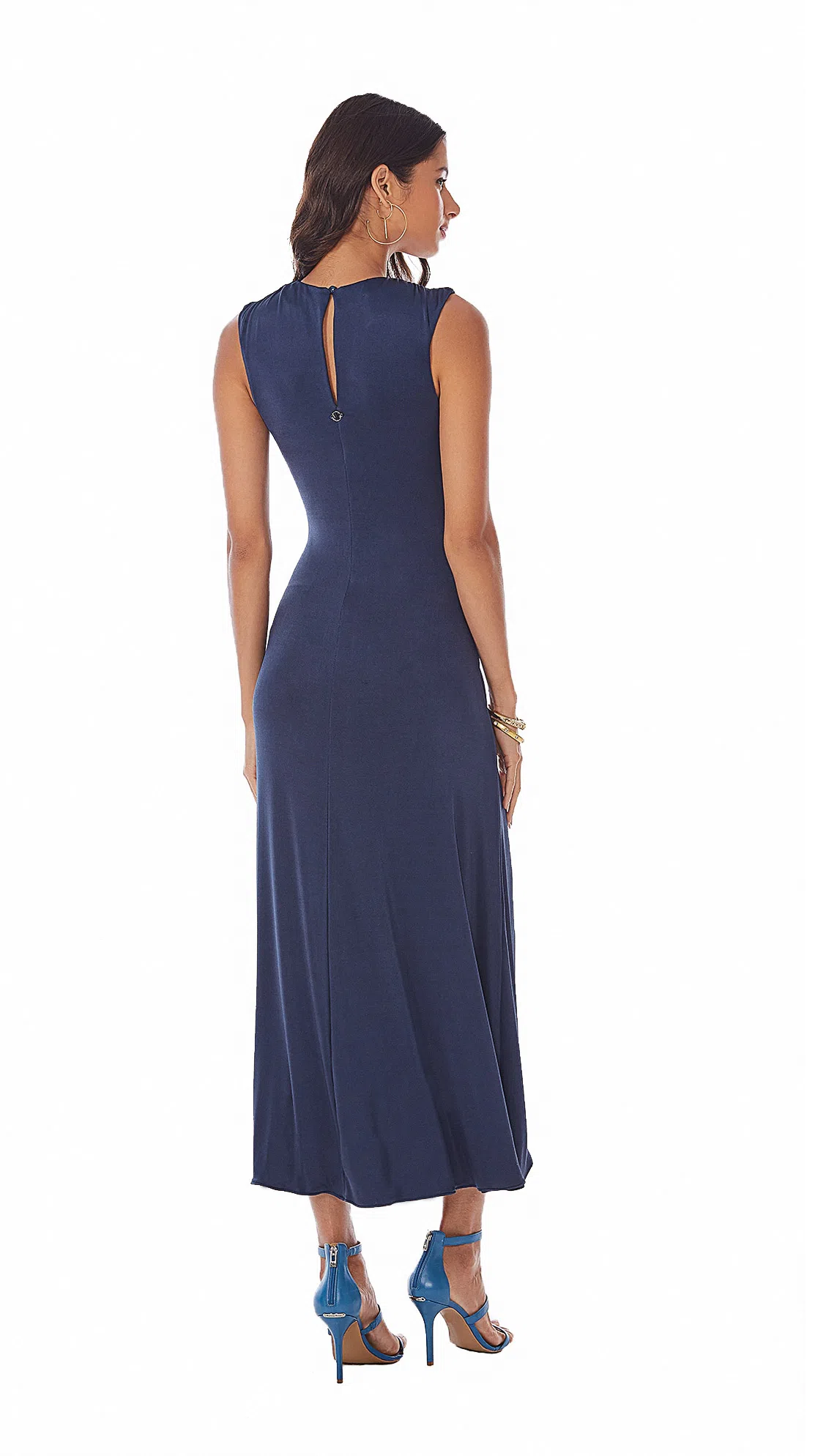 Asymmetric Midi Jersey Dress in Blue
